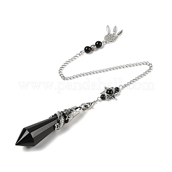 Natural Obsidian Cone Dowsing Pendulum Big Pointed Pendants&nbsp;AJEW-Z041-01C-AS