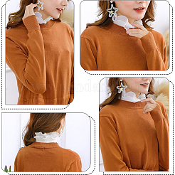 取り外し可能なシフォンシャツ レディース つけ襟 1枚  ネックライントリム DIY 衣服アクセサリー  取り外し可能なコットンスリーブ1組付き  ホワイト  365x355x4mm&nbsp;AJEW-CY0001-38A