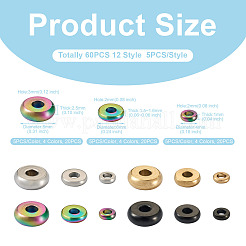 60Pcs 12 Style 304 Stainless Steel Spacer Beads&nbsp;STAS-PJ0001-34