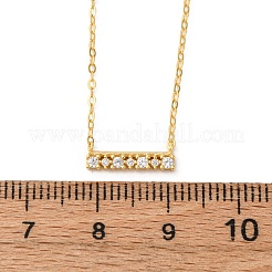 925 Sterling Silver Micro Pave Clear Cubic Zirconia Rectangle Pendant Necklaces for Women&nbsp;NJEW-D316-02G