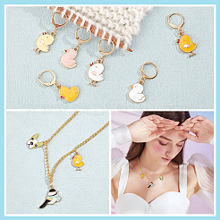 12Pcs 6 Style Alloy Enamel Chick Charms Locking Stitch Makers&nbsp;HJEW-PH01591