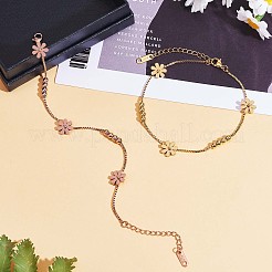 Stainless Steel Daisy Flowers Ankle with Box Chains for Women&nbsp;JA196B