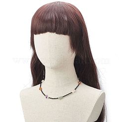 2ピース 2スタイル 天然混合宝石チップ&ガラスシードビーズネックレスセット 女性用  ミックスカラー  18.50インチ（47cm）  1個/スタイル&nbsp;NJEW-TA00051