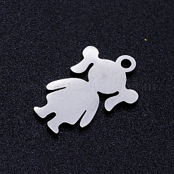 変色しにくい201ステンレススチールペンダント  空白のスタンピングタグ  女の子  ステンレス鋼色  16.5x11x1mm  穴：1.5mm&nbsp;STAS-Q201-JN328-1