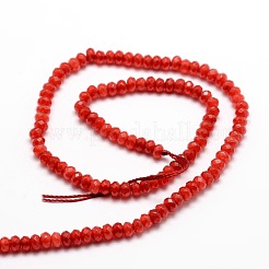 染め天然マレーシアジェイド翡翠ロンデルビーズ連売り  多面カット  レッド  4x2~3mm  穴：1mm  約110~115個/連  14インチ&nbsp;X-G-E316-2x4mm-25