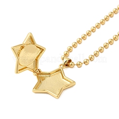 本物の 18k ゴールドメッキ真鍮パヴェシェルボールチェーンロケットペンダントネックレス、女性用  スター  16.54インチ（42cm）  ペンダント：24x22.5mm&nbsp;NJEW-K381-02C-G