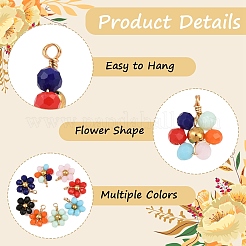 8Pcs 8 Colors Glass with 304 Stainless Steel Pendants&nbsp;GLAA-YW0005-76