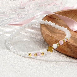 Round Cat Eye & Glass Beaded Stretch Bracelets&nbsp;XO2453