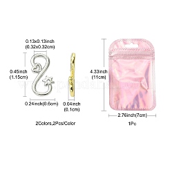 真鍮製S字フック留め具4色2個  カドミウムフリー＆鉛フリー  ラックめっき  長持ちメッキ  ハートで主演  ミックスカラー  11.5x6x1mm  穴：3.2mm  2個/カラー&nbsp;KK-FS0001-75
