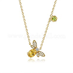Bee 925 Sterling Silver Cubic Zirconia Pendant Necklaces for Women&nbsp;NJEW-BB72243