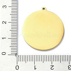 ステンレスペンダント201個  レーザー切断  聖書のチャームが付いたフラットラウンド  ゴールドカラー  27x25x1mm  穴：1.2mm&nbsp;LS-STAS-R118-08G
