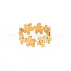 Ion Plating(IP) 304 Stainless Steel Flower Wrap Open Cuff Ring for Women&nbsp;X-RJEW-S405-173G