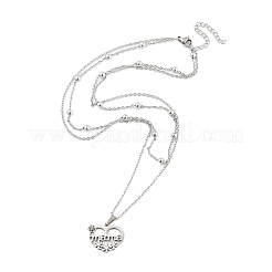ステンレス鋼のペンダントネックレス  アズキチェーンネックレス  ハート  17.17インチ（43.6cm）ペンダント：17x20mm&nbsp;LS-NJEW-U003-01E-P