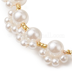 アクリルパール編みビーズブレスレット  フットプリント  ホワイト  7-1/2インチ（19cm）&nbsp;BJEW-JB110100