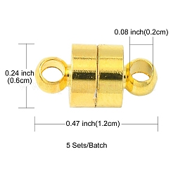 真鍮製マグネットクラスプ  コラム  ゴールドカラー  12x6mm  穴：2mm&nbsp;KK-YW0001-57G