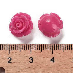 合成サンゴ刻まれたビーズ  染め  花  濃いピンク  11.5x11.5x8.5mm  穴：1.2mm&nbsp;CORA-H003-01A-10
