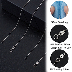Anti-Tarnish 2Pcs Rhodium Plated 925 Sterling Silver Boston Link Chain Necklaces Set&nbsp;STER-BBC0006-13B