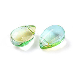 透明ガラスビーズ  トップドリルビーズ  ティアドロップ  ターコイズ  9x6x5mm  穴：1mm&nbsp;X-GGLA-M004-05A-05