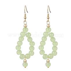 3 Pairs 3 Colors Imitation Jade Glass Beaded Teardrop Dangle Earrings&nbsp;EJEW-JE06517