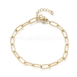 4mm 304ステンレススチール製テクスチャード加工ペーパークリップチェーンブレスレット（男女兼用）  イオンプレーティング（ip）  ゴールドカラー  6.61インチ（16.8cm）&nbsp;SA-CBAB767-08G