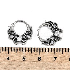 Snake 316 Surgical Stainless Steel Clear Cubic Zirconia Hoop Earrings&nbsp;EJEW-G416-39AS