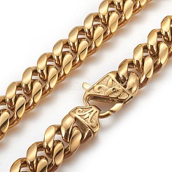 201 Stainless Steel Curb Chain Necklaces&nbsp;NJEW-P243-01G-03
