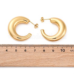 C字型 304 ステンレススチール製スタッドピアス（女性用）  ゴールドカラー  8x29mm&nbsp;EJEW-A125-07G