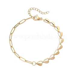 2Pcs 304 Stainless Steel Asymmetric Heart Link Chains Bracelets&nbsp;BJEW-JB13510
