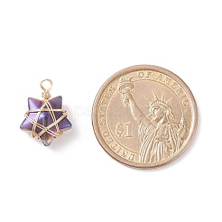 Wire Wrapped Electroplate Glass Charms&nbsp;PALLOY-JF01649-01