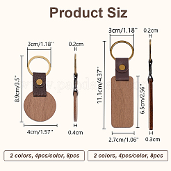 16Pcs 4 Styles Wooden Pendant Keychain&nbsp;KEYC-PH0002-06