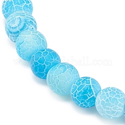 Natural Weathered Agate(Dyed) Round Beaded Stretch Bracelet&nbsp;BJEW-JB08363-03
