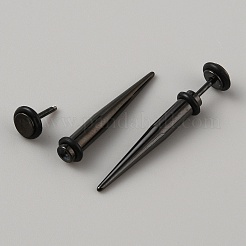 ステンレス鋼の耳のテーパーストレッチャ  女性男性用コーンゲージイヤリング  ガンメタ色  36.5x7mm&nbsp;EJEW-WH0014-31A-B
