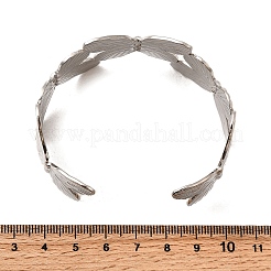 304ステンレススチール製カフバングル  女性用幅広バンドバングル  蝶  ステンレス鋼色  内径：2-3/8x2インチ（6.1x5.15cm）&nbsp;BJEW-L705-03P