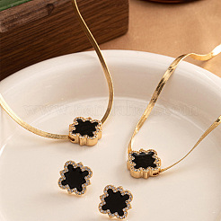Flower Alloy Crystal Rhinestone & Enamel Pendant Necklaces & Charm Bracelets & Stud Earrings Sets&nbsp;FS-WG094C2-01