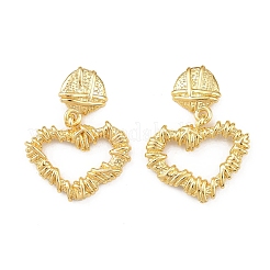 Brass Heart Dangle Stud Earrings&nbsp;EJEW-F400-21G