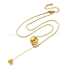 304 Stainless Steel Round Ball Pendant Snake Chain Necklaces&nbsp;NJEW-U028-03G