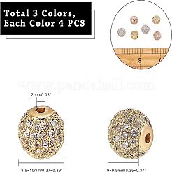 Rack Plating Brass Cubic Zirconia Beads&nbsp;ZIRC-NB0001-28