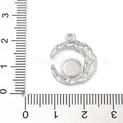 304ステンレススチールペンダントカボションセッティング  ムーン  ステンレス鋼色  19x16x2mm  穴：1.4mm  トレイ：6mm&nbsp;STAS-M082-02P