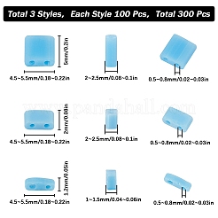 300個 3スタイル 2穴不透明ガラスシードビーズ  長方形  ライトスカイブルー  4.5~5.5x2~5.5x1~2.5mm  穴：0.5~0.8mm  100個/スタイル&nbsp;SEED-SC0001-16B