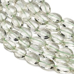 天然のグリーンクォーツビーズ連売り  多面カット  オーバル  6.5~9.5x5~7.5x3.5~5mm  穴：0.7mm  約45個/連  15.98''（40.6センチメートル）&nbsp;GG-CBA1668-B01-01