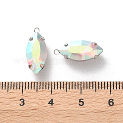 ラインストーンチャーム  真鍮パーツ  馬の目  クリスタルAB  16.5x7x5.5mm  穴：1.2mm&nbsp;RGLA-P038-01P-03