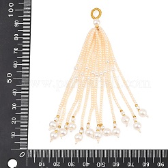 透明なガラスとプラスチックビーズの大きなペンダント  タッセルチャーム  モカシン  99.5x8mm  穴：4.5mm&nbsp;GLAA-B038-01C