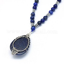 Natural & Synthetic Mixed Stone Pendant Necklaces&nbsp;NJEW-P241-C