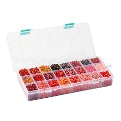 Red Series 600G 24 Colors Glass Seed Beads&nbsp;SEED-JP0008-02-3mm