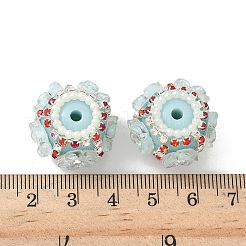 花型樹脂ラインストーンビーズ  ロンデル  アクリルとガラス  ビーズペン用  キーホルダー  アクセサリーと工芸品  ライトブルー  21x21x17mm  穴：2.8mm&nbsp;CLAY-NH0003-05S-03