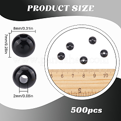 ラウンドオペークアクリルビーズ  ラウンド  ブラック  8mm  穴：2mm  500pc&nbsp;MACR-SP0001-27B-01