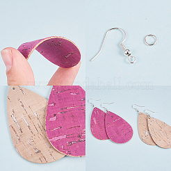 DIY製作  PUレザーの大きなペンダントと真鍮のピアスフック  ミックスカラー  54~56x30~36.5x1.5~3mm  穴：1~1.5mm  20個/セット  19mm  穴：1.5mm  ピン：0.7mm  20個/セット&nbsp;DIY-SC0006-38