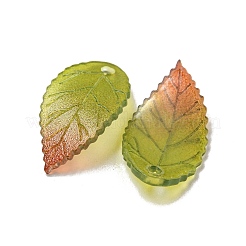 熱収縮プラスチックペンダント  葉のチャーム  黄緑  16x9x1mm  穴：1.2mm&nbsp;SACR-M007-03B