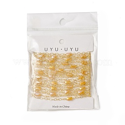 ラックメッキ金真鍮アズキチェーン  プラスチック長方形ビーズ付き  溶接されていない  カード用紙付き  オレンジ  15~15.5x4x3mm&nbsp;CHC-C026-28