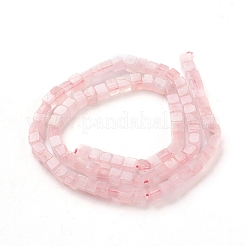 天然石ローズクォーツビーズ連売り  キューブ  4x4x4mm  穴：0.7mm  約93個/連  15.75インチ（40cm）&nbsp;G-F631-K09